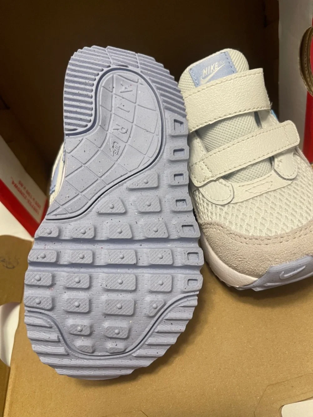 Nike Kids White and Light Blue Air Max Velcro Sneakers